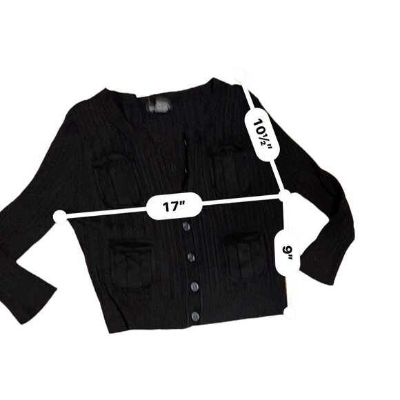 Quarter Sleeve Ribbed Button Down Ribbed Pocket Cardigan Size Medium - Picture 7 of 7